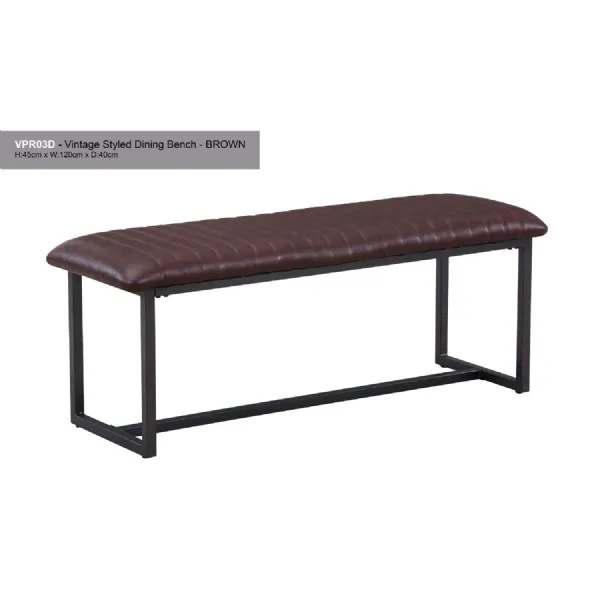 Vintage Styled Brown PU Leather Dining Bench