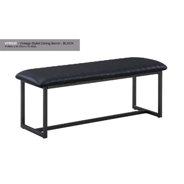 Vintage Styled Black PU Leather Dining Bench