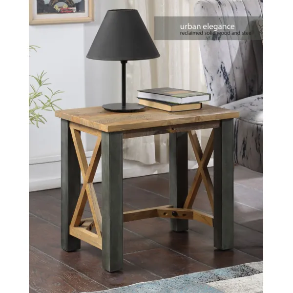 Urban Elegance Reclaimed Open Front Side Lamp Table