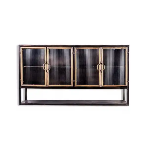 Black and Gold Metal Wall Cabinet