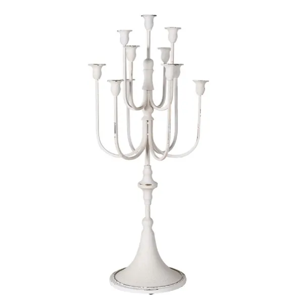 Distressed White 11 Arm Candelabra