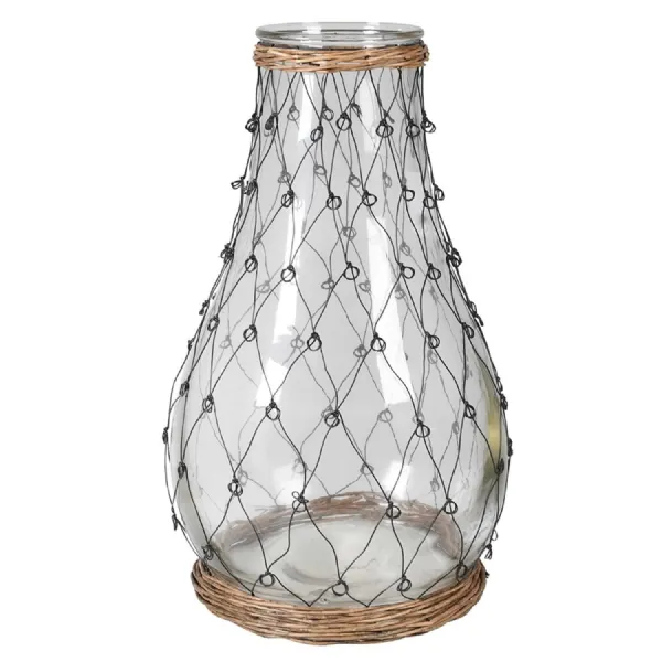 Large Glass with Wire & Willow Vase