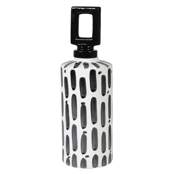 Black and White Square Lid Ceramic Jar
