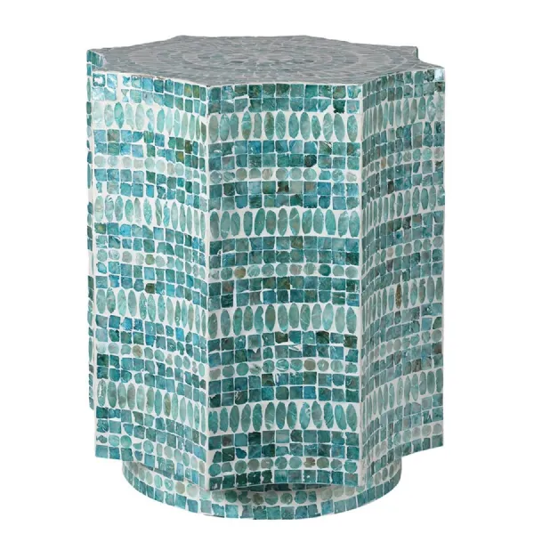 Turquoise Capiz Stool