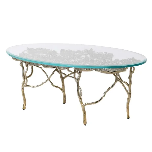 Gold Lily Pad with Glass Top Coffee Table
