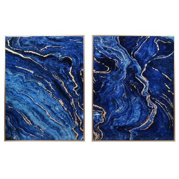 Set Of 2 Cobalt Marble Effect Panels
