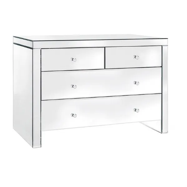 Venetian Glass Modern Mirrored 2 Over 2 Chest Of 4 Drawers