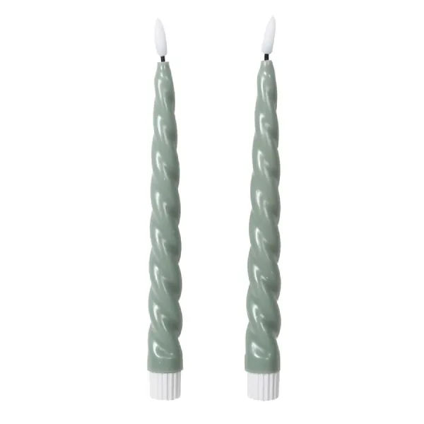 Set of 2 Twisted Sage LED Candles