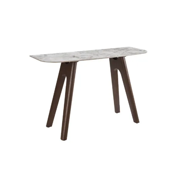 Grey Marble Effect Console Table Dark Wooden Base