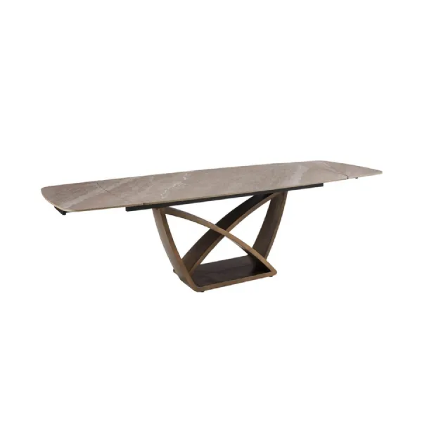 Brown Marble Effect Large Extending Dining Table 180 260cm