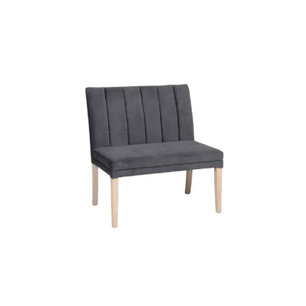 Grey Velvet Fabric Short Living Room Bench Oak Legs