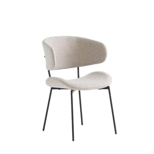 Linen Textured Fabric Curved Back Dining Chair