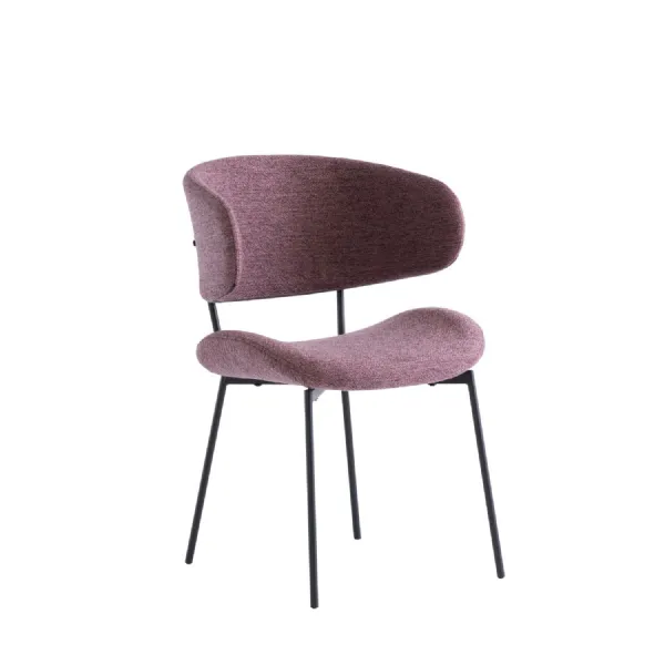 Dusty Rose Pink Textured Fabric Curved Back Dining Chair