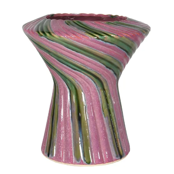 Hand Painted Pink and Green Vase
