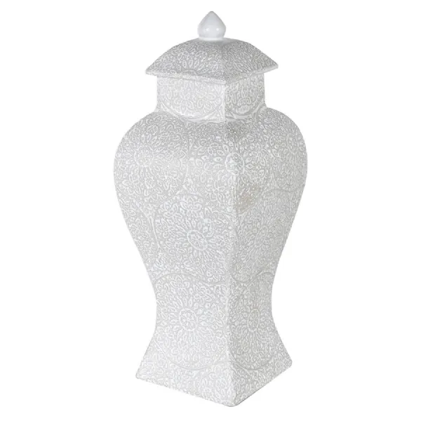 Small White Lidded Temple Jar