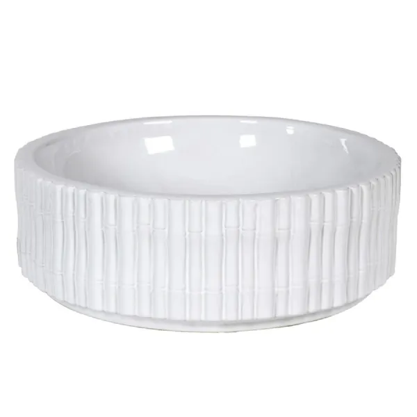 White Bamboo Effect Ceramic Bowl