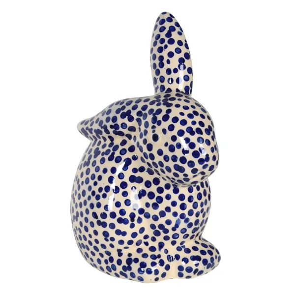 Blue Spotted Ceramic Rabbit Ornament