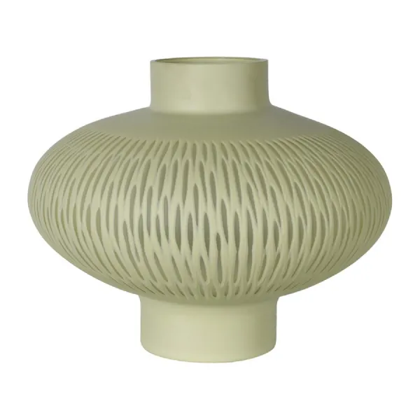 Squat Eau De Nil Cut Glass Vase