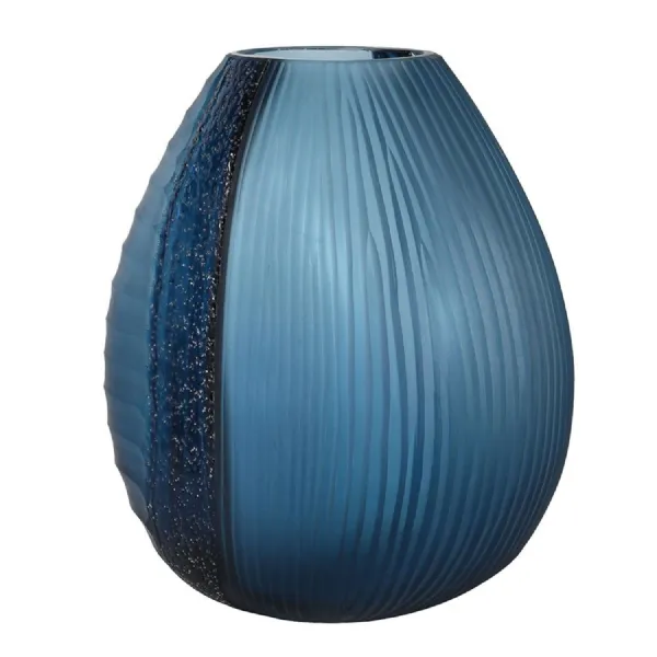 Blue Glitter Curved Vase