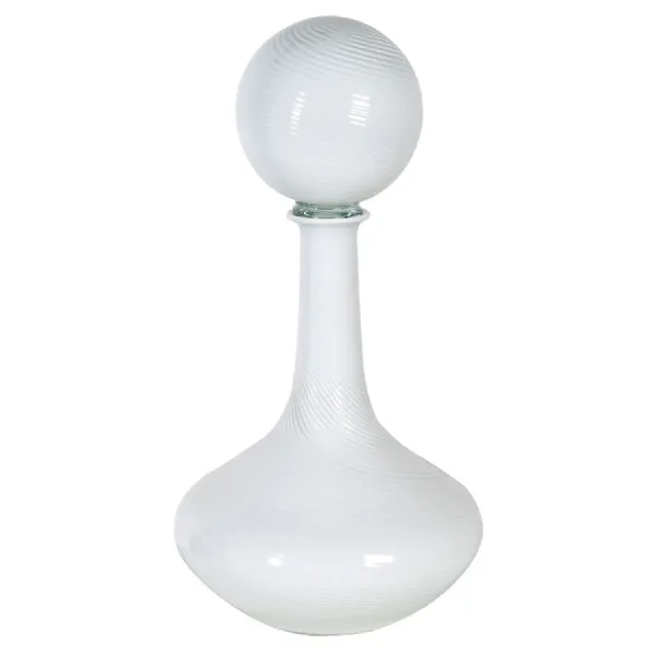 Small White Glass Bottle with Ball Topper