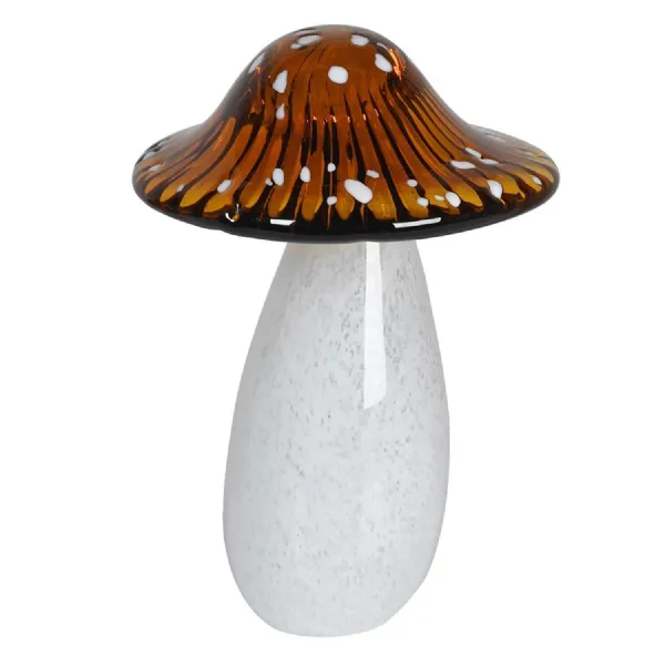 Tall Amber and White Glass Mushroom