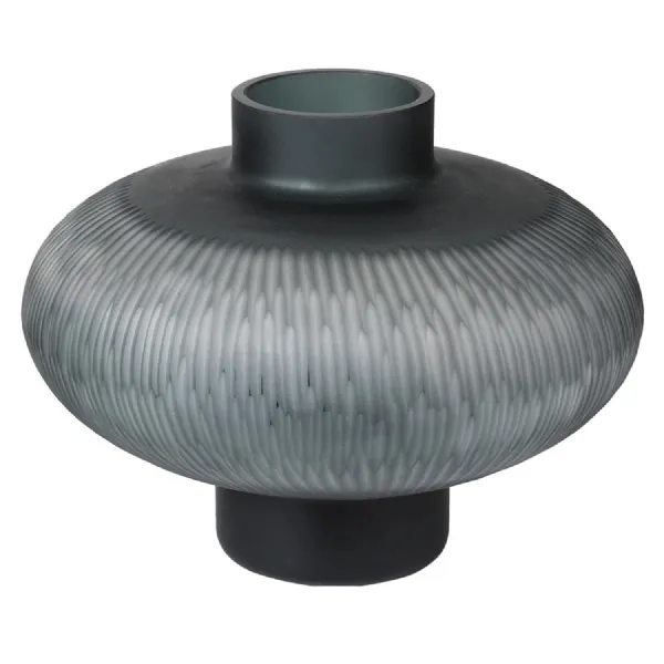 Grey Cut Glass Squat Vase