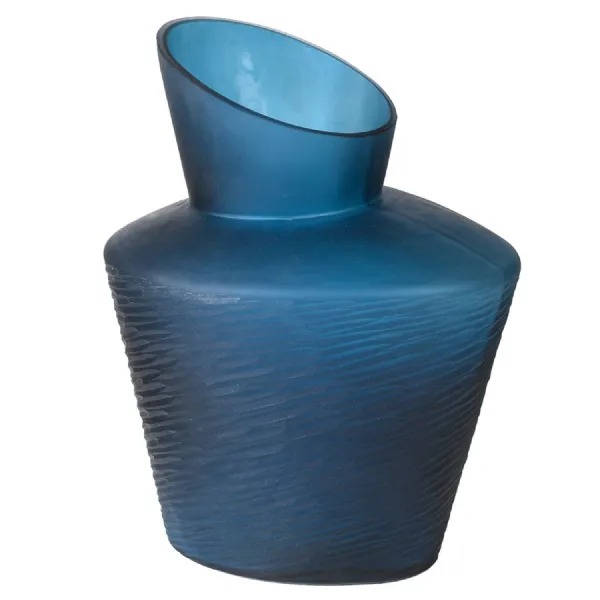 Large Hand Blown Dark Blue Vase