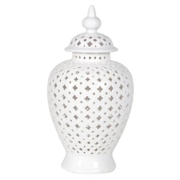 Large White Pierced Jar