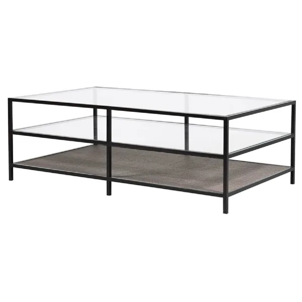 Wicker Base Glass Coffee Table