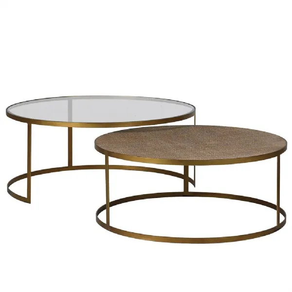 Nest Of Gold And Rattan Round Table
