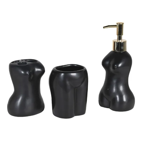 Set of 3 Black Body Bathroom Accessories