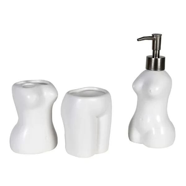 Set of 3 White Body Bathroom Accessories