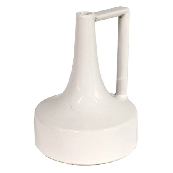 Small White Crackle Effect Jug Vase with Handle