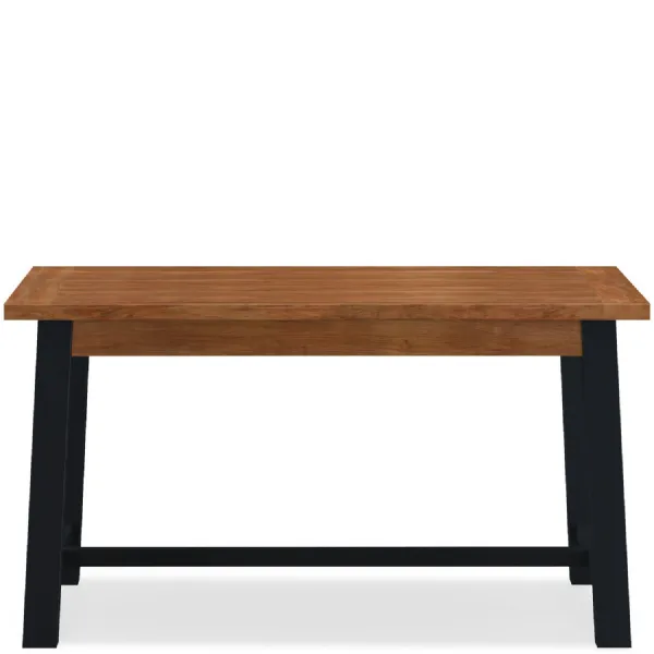 Traditional Natural Solid Acacia 4 Seater Fixed Rectangular Dining Table