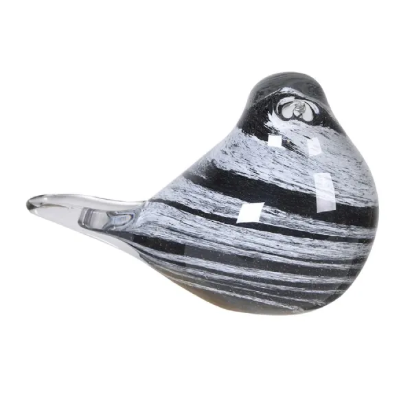 Black and White Marble Effect Glass Bird Ornament