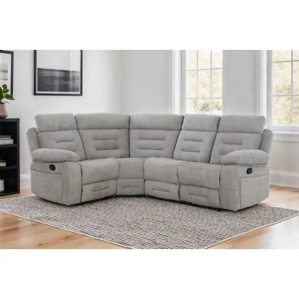 Grey Fabric Corner Manual Recliner Sofa Group