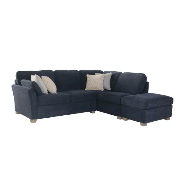 Navy Blue Fabric Right Hand Facing Corner Group Sofa