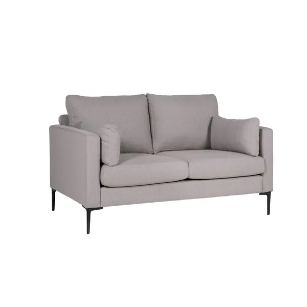 Greige Fabric Upholstered 2 Seater Sofa Metal Legs