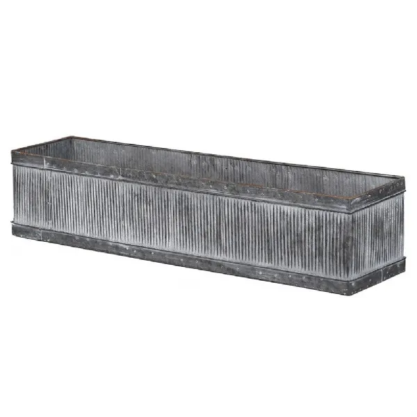 Long Ribbed Zinc Planter