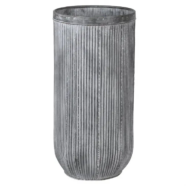 Tall Ridged Zinc Finish Planter