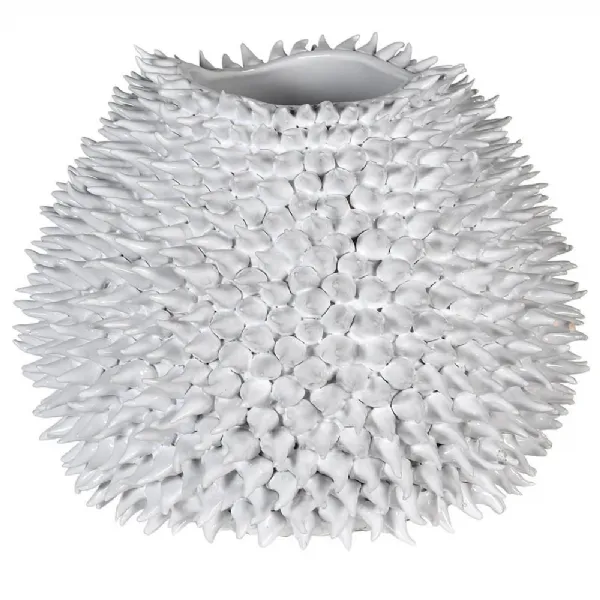 Wht H. Made Sea Urchin Vase