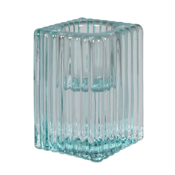 Aqua Cube Glass Candle Holder