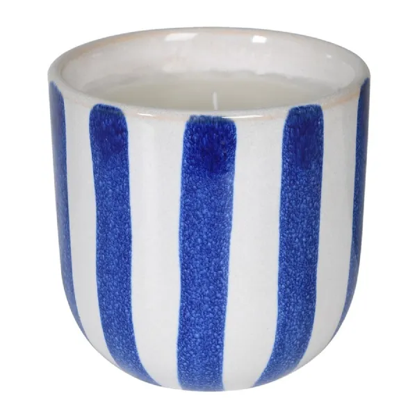 Blue & White Stripe Candle