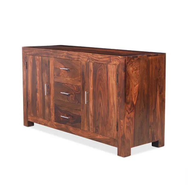 Modern Sheesham Wood 2 Door 3 Drawer Large Sideboard