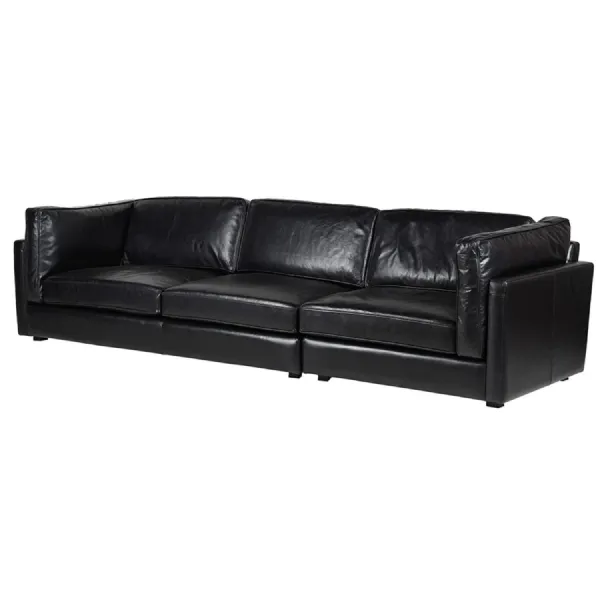 Noir Leather Sectional Sofa