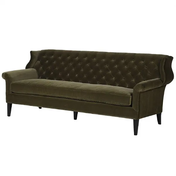 Patrick Buttoned Back Olive Sofa Large 3 Seater