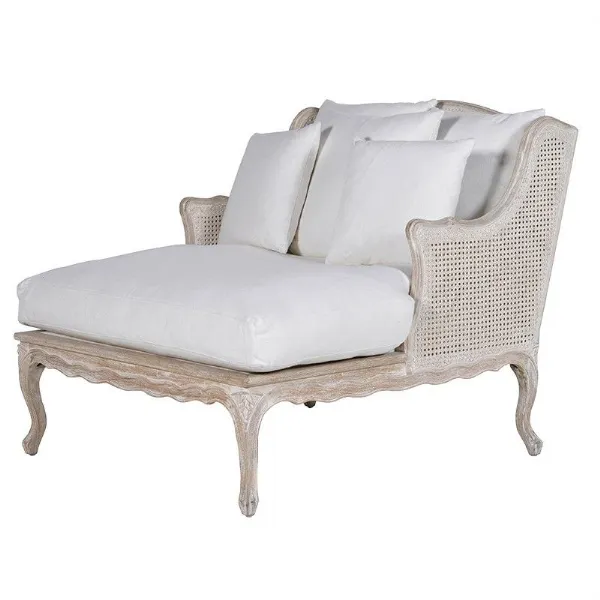 White Cotton Long Salon Chair