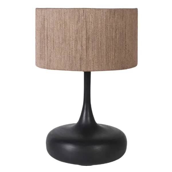 Burnt Black Table Lamp with Jute Shade