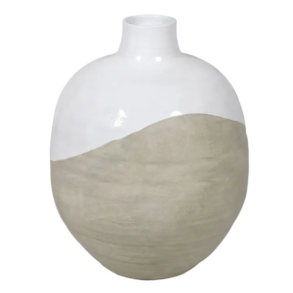 Small White and Grey Wave Vase