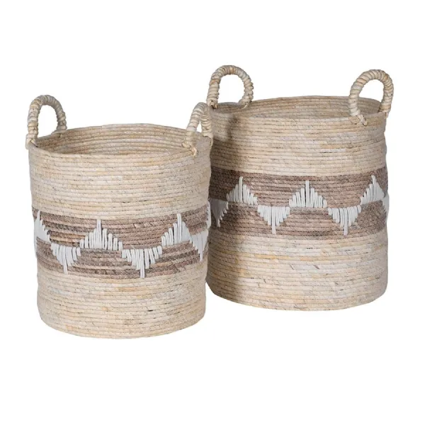 Set of 2 Ecru Maize Baskets